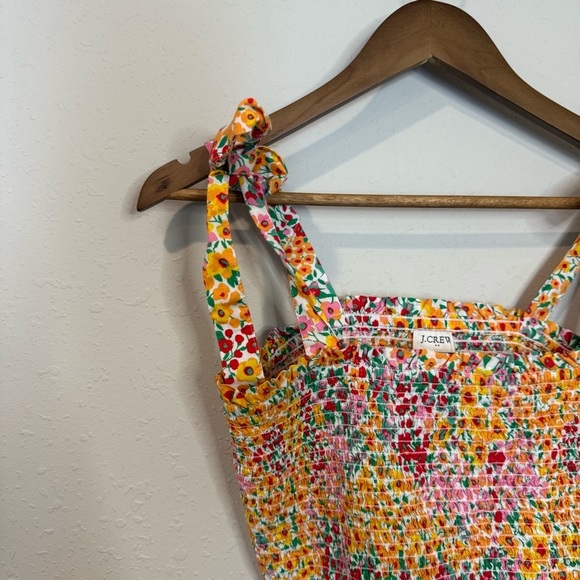 J Crew Factory Smocked Tie Shoulder Colorful Floral Tank Top - Picture 4 of 9